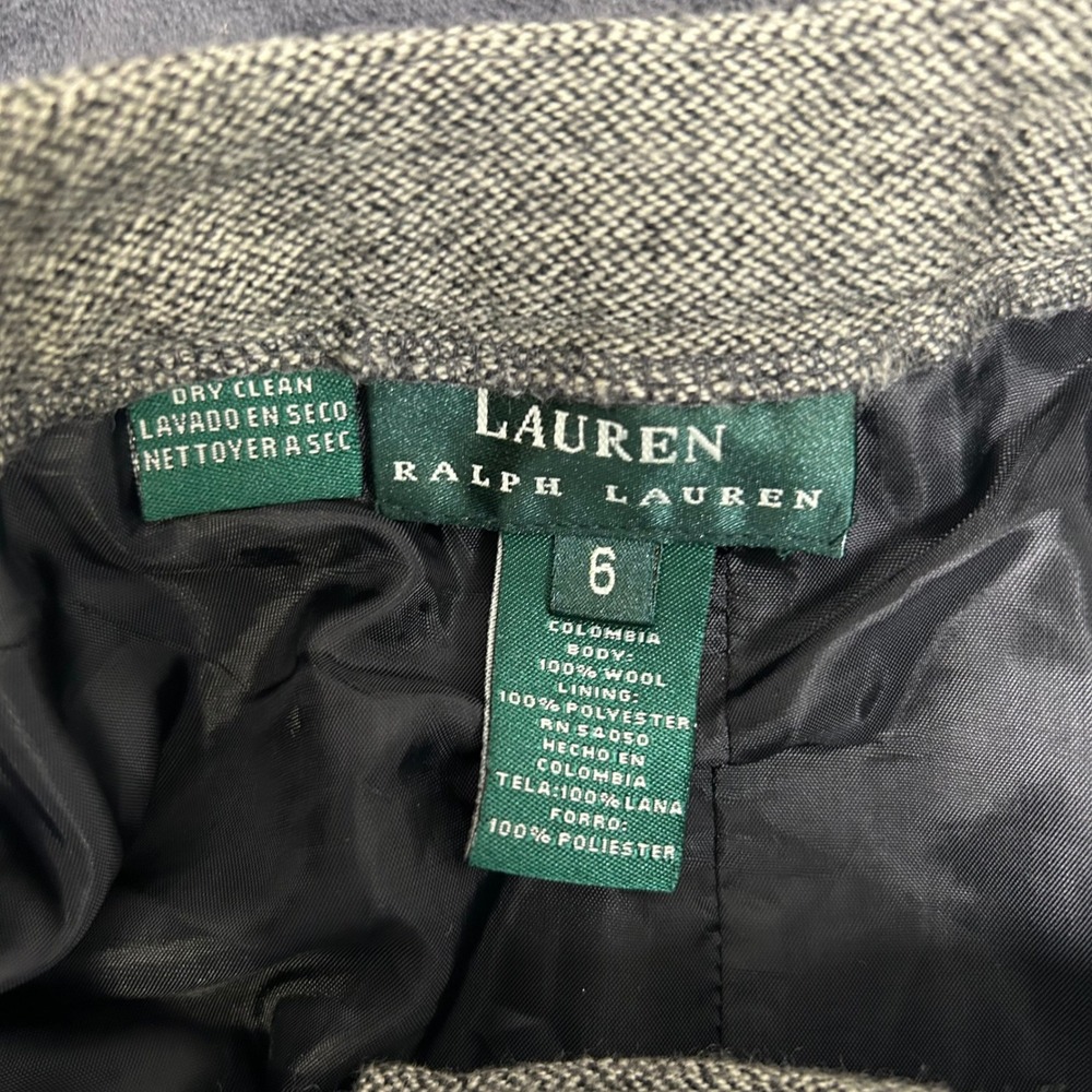 Lauren Ralph Lauren Maxi Skirt Womens 6 Gray Wool Herringbone Pockets Long - Picture 5 of 7